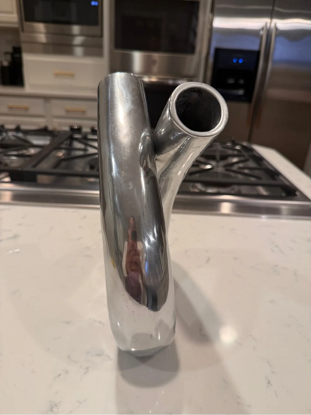 Chiasso Exclusive Sculptural Aluminum Vase Modernist Loop Silver Decor